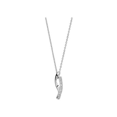 Collier argent rhodié pendentif oxydes blancs sertis 42+3cm
