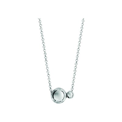 Collier argent rhodié 2 boules 39+5cm