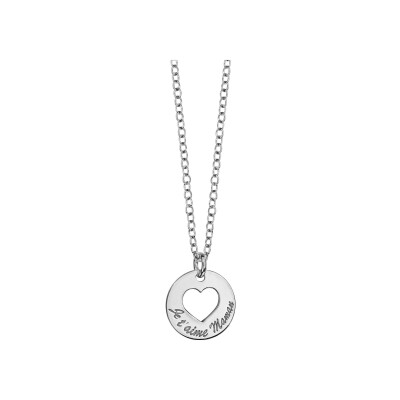 Collier argent rhodié rondelle 