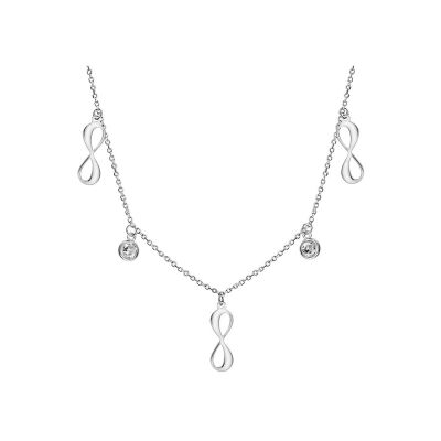 Collier argent rhodié pampille 3 infinis et 2 oxydes blancs sertis clos 42+3cm
