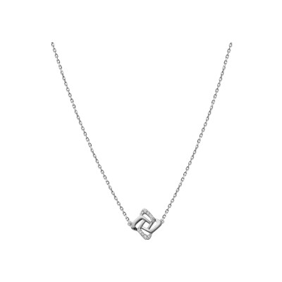 Collier argent rhodié oxydes blancs sertis 38+4cm