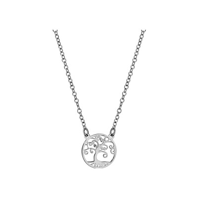 Collier argent rhodié arbre de vie ajouré 40+5cm