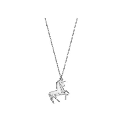 Collier argent rhodié pendentif licorne 42+3cm