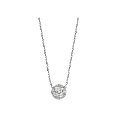 Collier argent rhodié rond pave oxydes blancs sertis 42cm