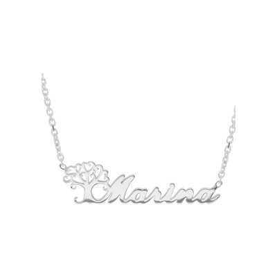 Collier argent forçat decoupe laser anglaise avec arbre de vie decoupe 43cm