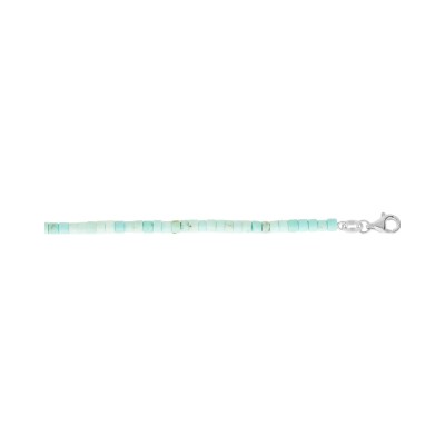 Chaîne cheville argent rhodié rondelles pierre turquoise veritable 23+3cm
