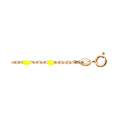 Chaîne cheville argent et dorure jaune olives résine jaune fluo transparent 23+3cm