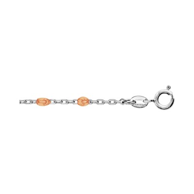 Chaîne cheville argent rhodié olives résine orange transparent 23+3cm