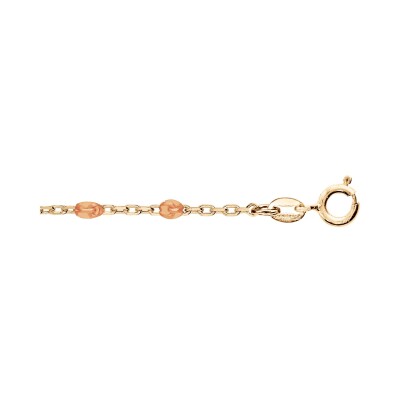 Chaîne cheville argent et dorure jaune olives résine orange transparent 23+3cm
