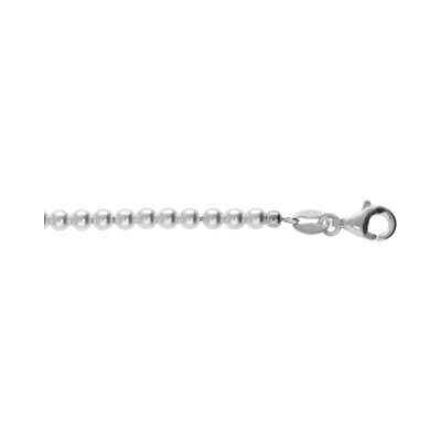 Chaîne cheville argent rhodié perles 3mm blanche imitation 23+3cm