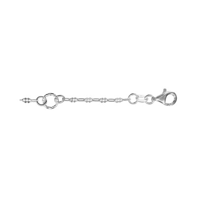 Chaîne cheville argent 4 anneaux diamantes 22+3cm