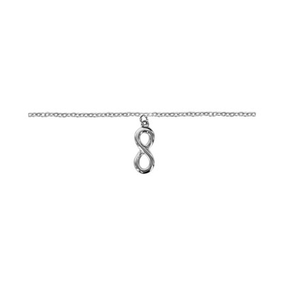 Chaîne cheville argent rhodié forme huit 23+2cm