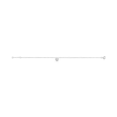 Chaîne cheville argent rhodié motif papillon oxydes blancs sertis 23+2cm