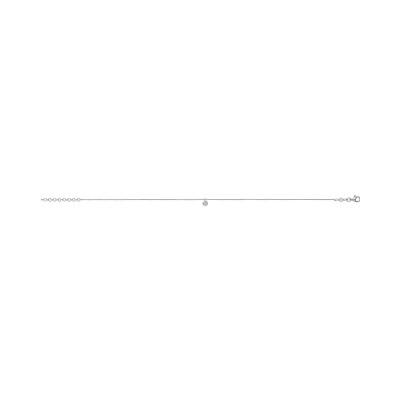Chaîne cheville argent rhodié pampille 1 oxyde rond blanc serti 23+3cm