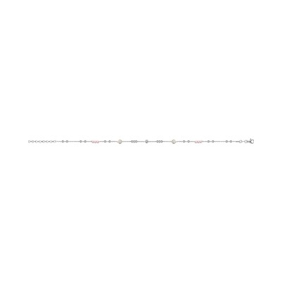 Chaîne cheville argent rhodié boules et perles synthetique 23+3cm