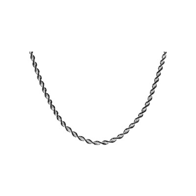 Collier chaîne vrillee 4mm patinée et brillante 40cm argent