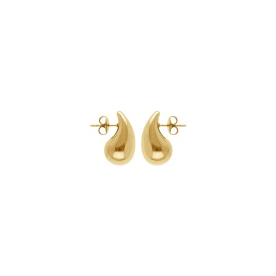 Boucles d'oreilles tige acier et pvd doré petite goutte incurvée 18mm x 10mm