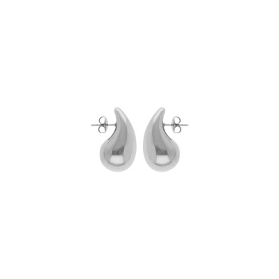 Boucles d'oreilles tige acier grande goutte incurvée (dim 33mm x 18 mm)