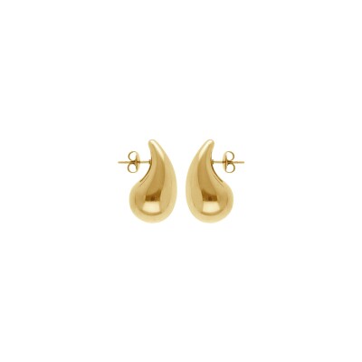 Boucles d'oreilles tige acier pvd doré grande goutte incurvée (dim 33mm x 18 mm)