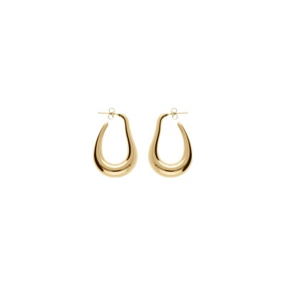 Boucles d'oreilles créoles acier pvd doré longue goutte lisse hauteur 34mm