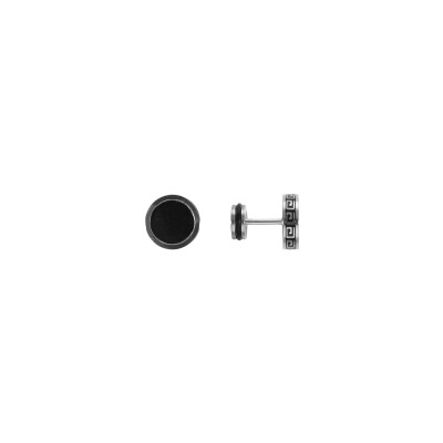 Boucles d'oreilles acier fermoir a vis et caoutchouc résine noire 8mm