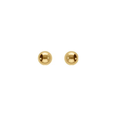 Boucles d'oreilles tige acier dore jaune boule 5mm fermoir a vis et caoutchouc