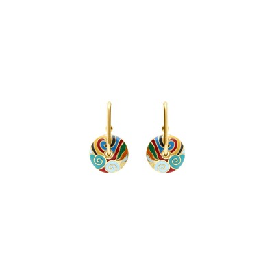 Boucles d'oreilles tige acier doré stella mia anneau résine multi couleur