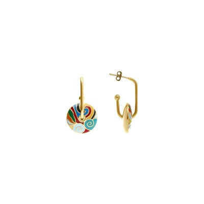 Boucles d'oreilles tige acier doré stella mia anneau résine multi couleur