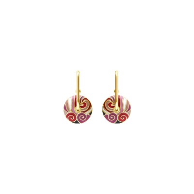 Boucles d'oreilles tige acier doré stella mia anneau résine rouge