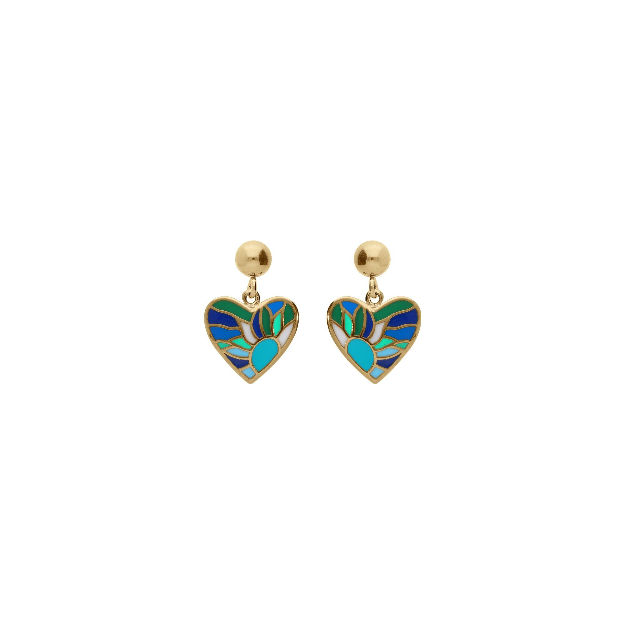 Boucles D'oreilles Pendantes Femme Argentées Et Rouge – Coeurs Ajourés – Fait Main