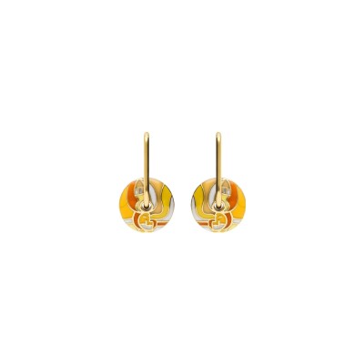 Boucles d'oreilles tige acier doré stella mia anneau résine orangé