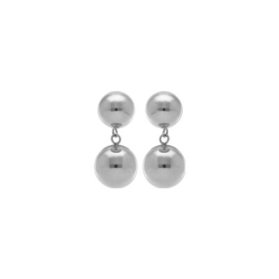 Boucles d'oreilles tige acier 2 boules 10 et 12mm