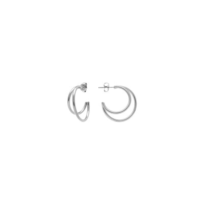 Boucles d'oreilles créoles acier 2 rangs