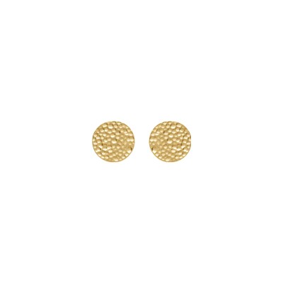 Boucles d'oreilles tige acier doré pastilles martelée