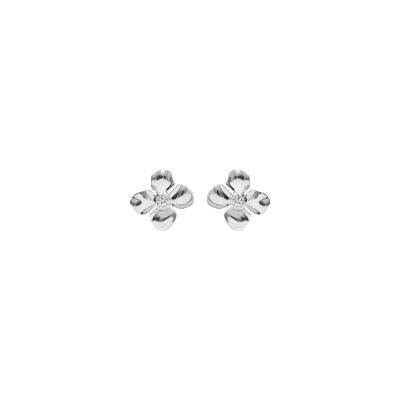 Boucles d'oreilles tige acier fleur dim 37 x 37