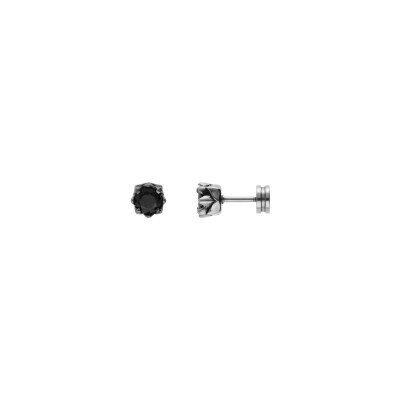 Boucles d'oreilles tige acier oxyde noir serti 5mm système vissé