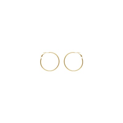 Boucles d'oreilles créoles acier doré jaune fil 2mm diam 40mm tige et clapet