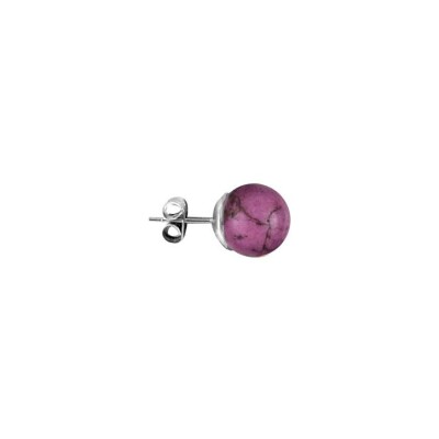 Boucles d'oreilles tige acier perles imitation violettes