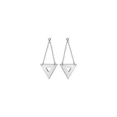 Boucles d'oreilles tige acier chainette triangle