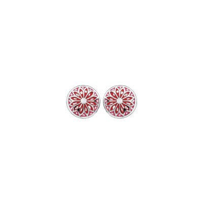 Boucles d'oreilles tige acier ronde stella mia degrade rose et nacre blanche
