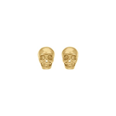Boucles d'oreilles tige acier et doré tête de mort dim 13 x 9 mm