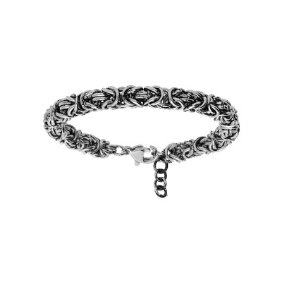 Bracelet acier patiné maille royale 19+3cm