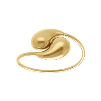 Bracelet acier doré jonc ouvert 2 gouttes diam 59mm