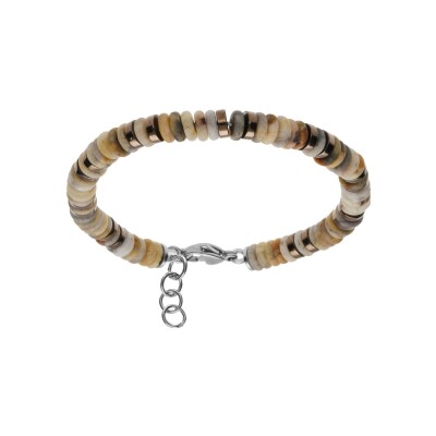 Bracelet acier agate teintée véritable et rondelles hématites dorées 20+2.5cm