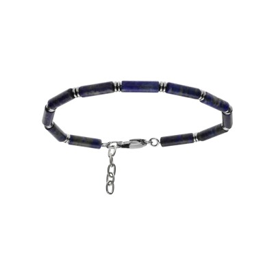 Bracelet acier et pierres lapis lazuli véritable 20+3cm