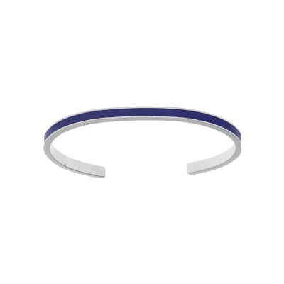 Bracelet acier rigide 4mm ouvert 58mm résine bleu