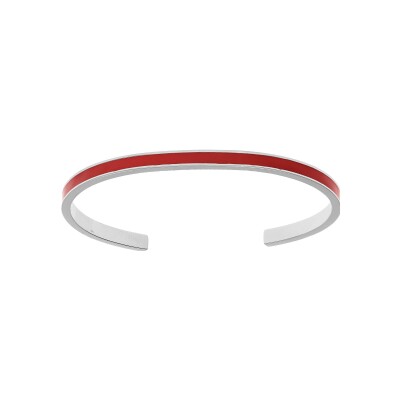 Bracelet acier rigide 4mm ouvert 58mm résine rouge