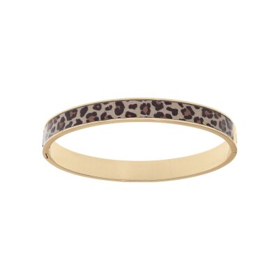 Bracelet acier doré stella mia rigide articulée 8mm 60mm motif résine léopard
