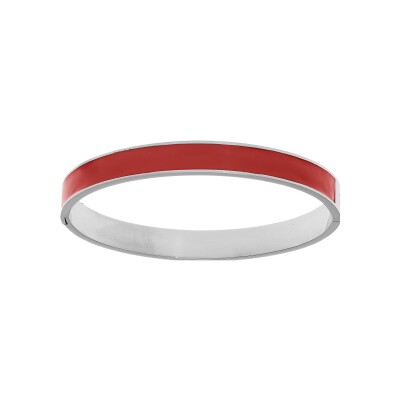 Bracelet acier rigide articulée 8mm 60mm résine rouge