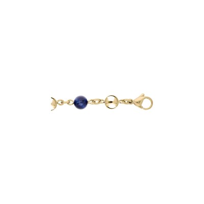 Bracelet acier et pvd doré marseillais boules oeil de tigre bleu véritable 16+3cm